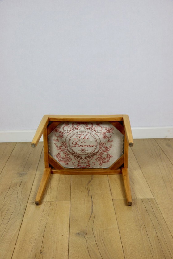 Image 1 of Taburete asiento tela natural azul claro Art Deco - 2 piezas disponibles