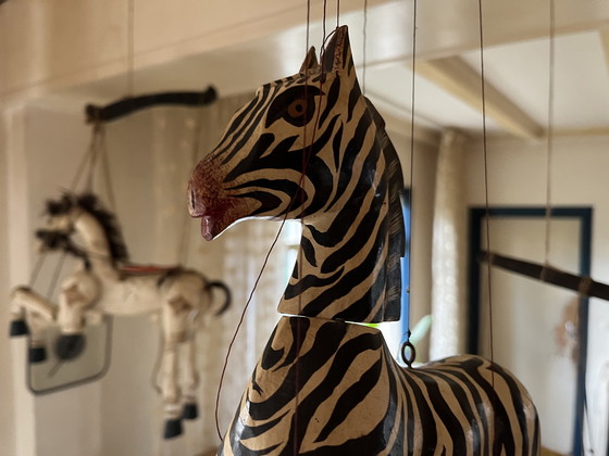 Image 1 of Collection of wooden animal marionettes