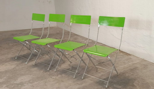 4 chaises pliantes de jardin en métal