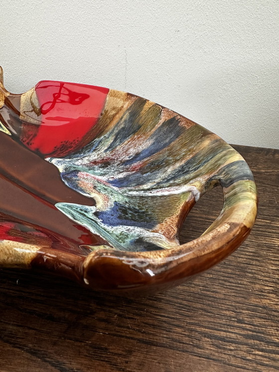 Image 1 of Beautiful vintage glazed ceramic bowl/centerpiece attributed to Vallauris