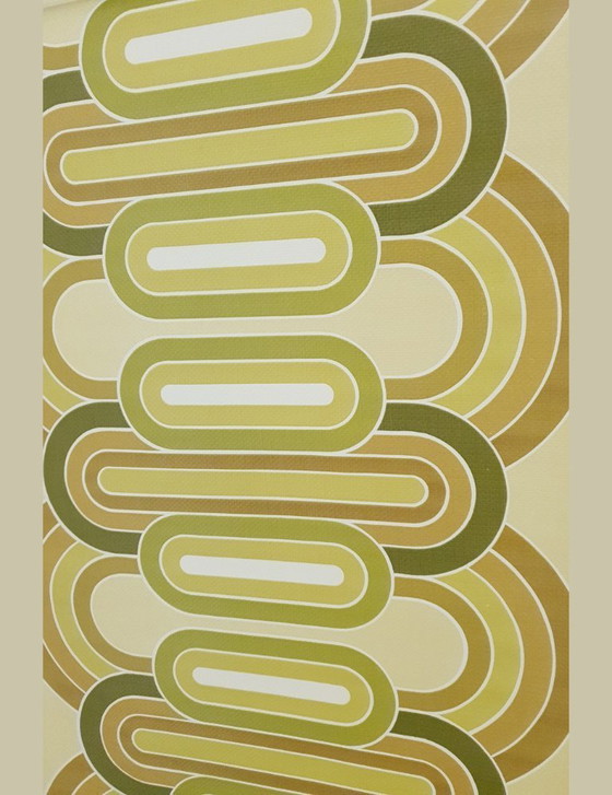 Image 1 of 13923 Papier peint vintage à motifs ovales et arches vertes