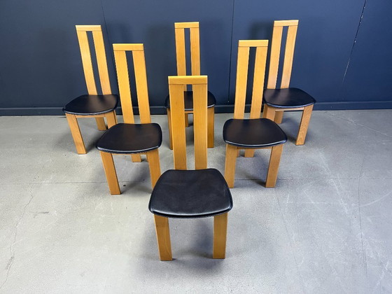 Image 1 of Postmoderne Esszimmerstühle aus Eiche mit hoher Rückenlehne, 1980er Jahre – 6er-Set