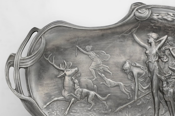 Image 1 of Piatto decorativo in stile Art Nouveau francese in latta, 1910