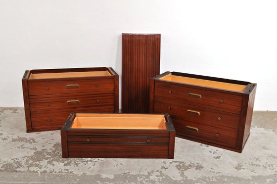 Cassettiera modulare in mogano / schedario, anni '50 – Cassettiere, Legno, Vintage (photo 2 of 13)
