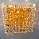 Plafoniera Kinkeldey XL anni '70, 60x60 cm, cristallo tagliato, placcata oro.