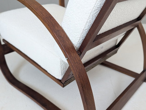 Image 1 of Jindřich Halabala Poltrona da salotto regolabile H 70 in bouclé crema, anni '30