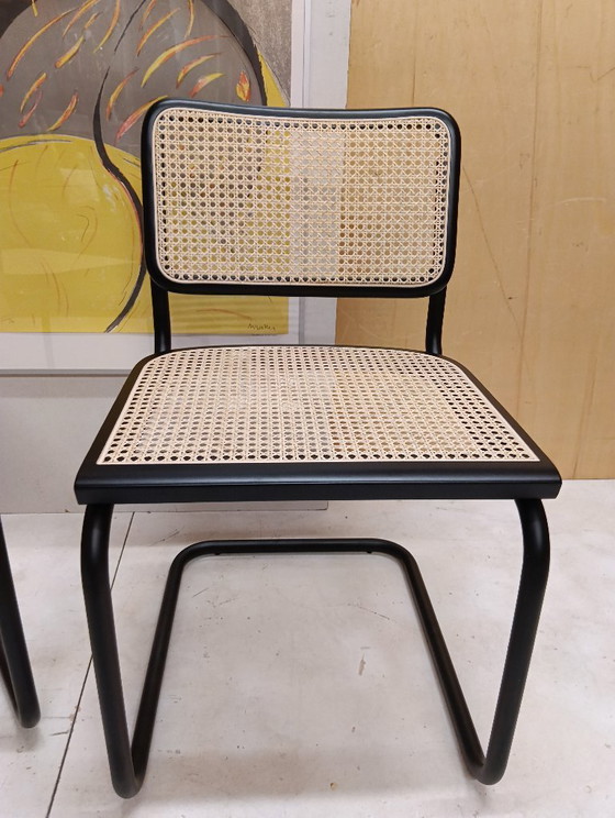 Image 1 of ALIVARMVSEVM 104. SET of 2 CESCA B32 Chairs (NEW) in Black Frame Limited Edition 