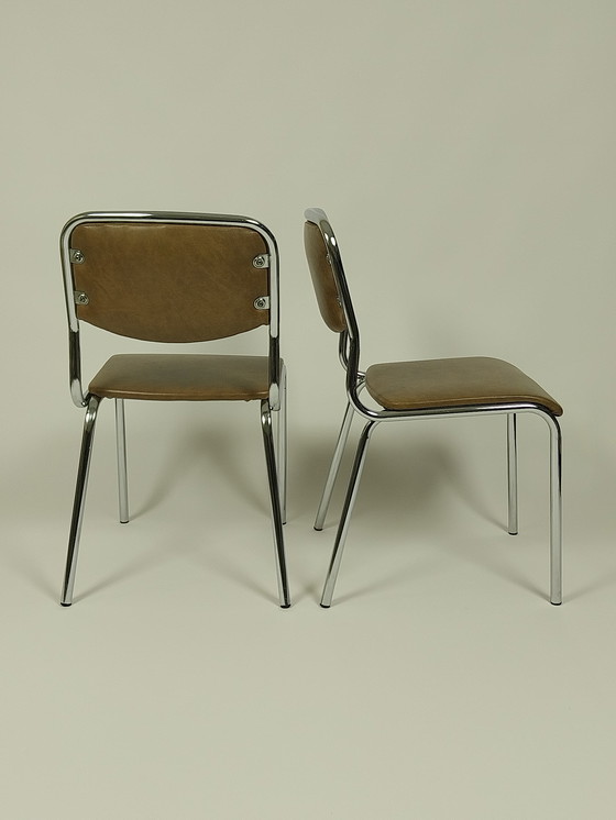 Image 1 of 4 sedie vintage in pelle Skai, anni '70