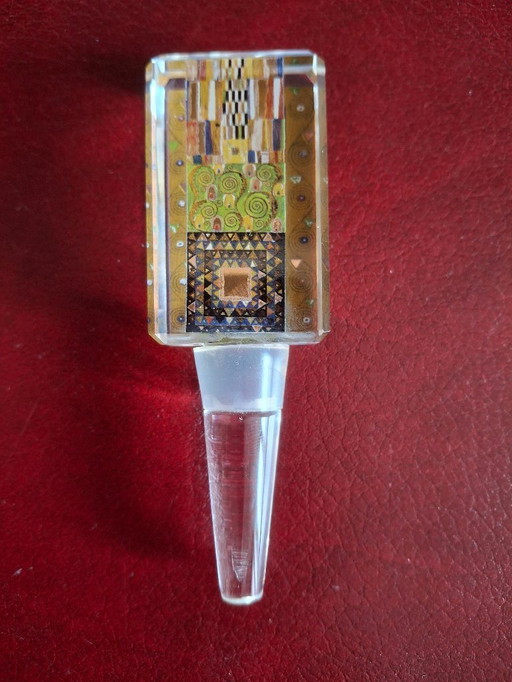 Goebel Artis Orbis blown glass wine bottle stopper Gustav Klimt collection
