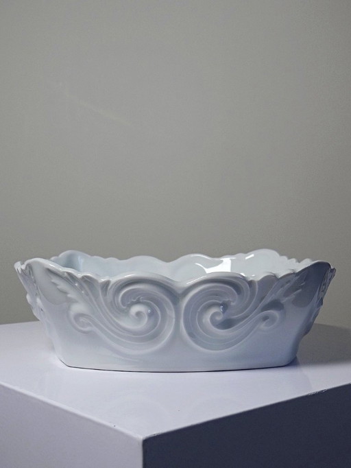 Vintage Limoges celadon porcelain square bowl/salad bowl from the 1950s-1970s
