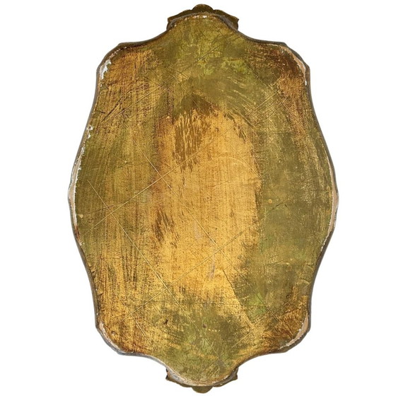 Image 1 of Vintage Florentine Tray gold mint green 1970s