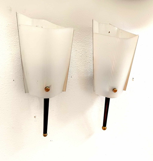 2X Wall Lights 1960 Jacques Biny In Perpex