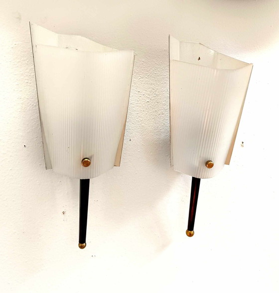 Image 1 of 2X Wall Lights 1960 Jacques Biny In Perpex