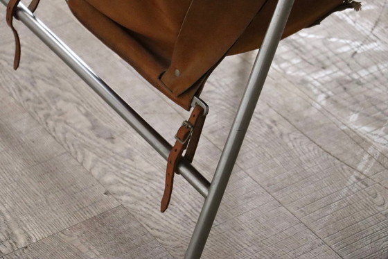 Image 1 of Erik Ole Jørgensen for Bovirke Easy Chair in Cognac Suede and Metal, Denmark, 1953