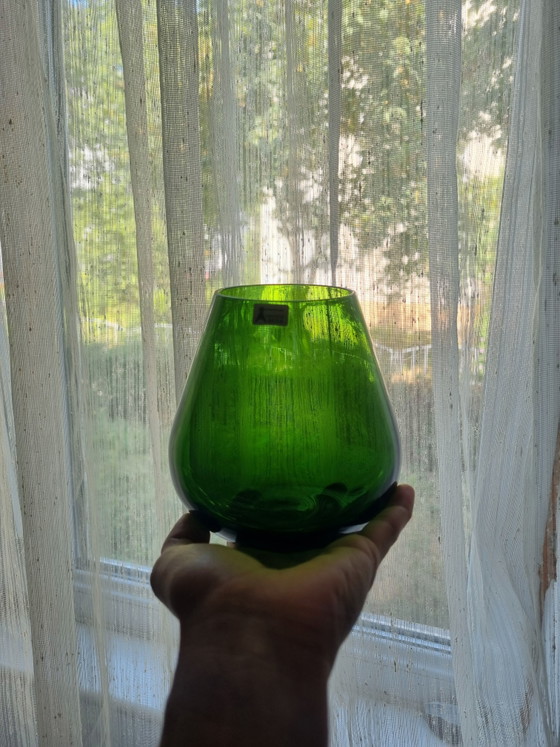 Raro calice vintage in vetro artistico verde svedese Åseda – scandinavo di metà secolo – aseda, Ciotole, Glass (photo 5 of 6)