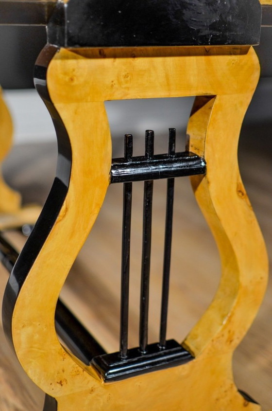 Image 1 of Scrivania in acero a forma di lira in stile Biedermeier