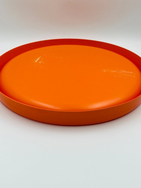 Large Orange Space Age Round Tray, Bowls, Plastic, Modern (photo 9 of 9)