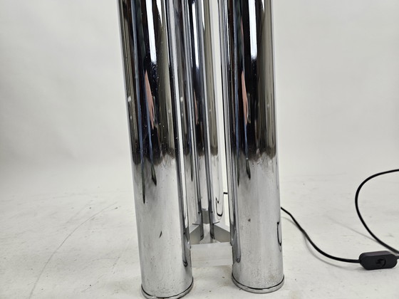 Image 1 of Lampada da terra italiana cromata e vetro