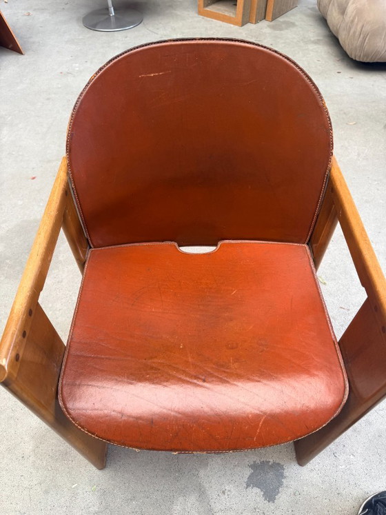 Sedia Vintage B&B Italia Dialogo Afra & Tobia Scarpa – Poltrone, Leather, Wood (photo 9 of 13)