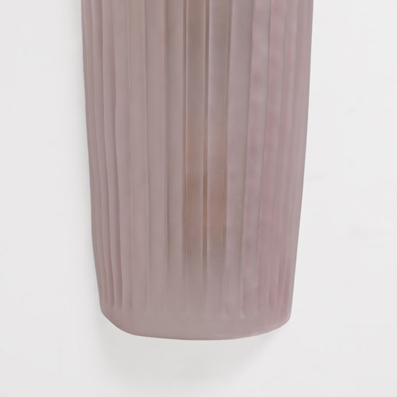 Image 1 of Paar Wandleuchten aus Muranoglas, rosa geripptes Glas und Messing, Italien