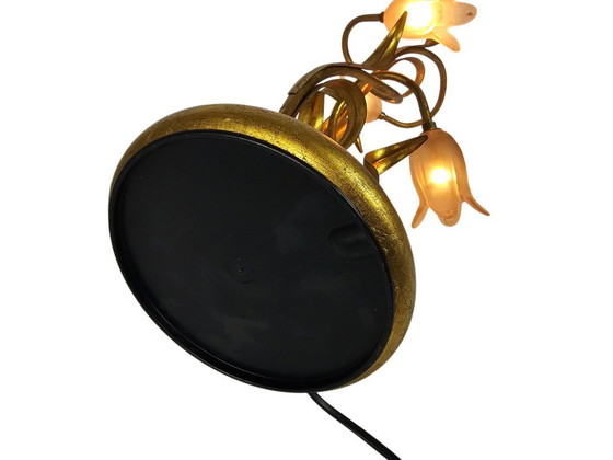 Image 1 of LS Italy - Vintage - verguld messing - Hollywood Regency stijl - tulpen - tafellamp - 1980's