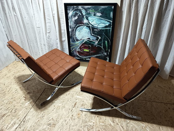 Image 1 of Sillones KNOLL Studio Barcelona (NUEVA Serie 2026) en piel natural (color coñac)