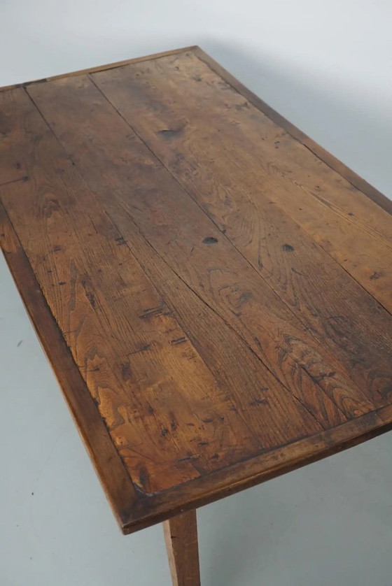 Image 1 of Mesa de comedor rústica francesa de madera de olmo, siglo XX