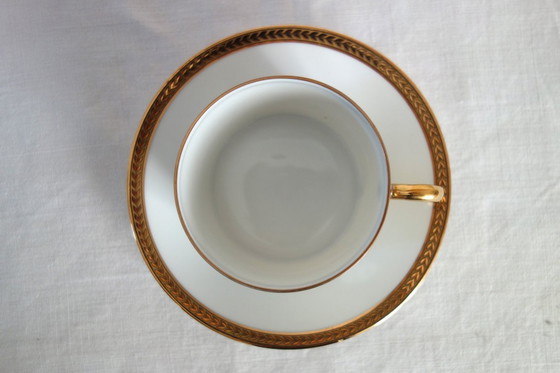 Image 1 of 6 tazas y platillos de Limoges, obra de Robert Haviland, mediados del siglo XX.