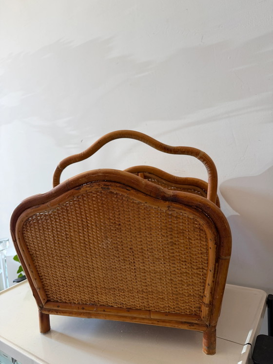 Panier à magazines en rotin – Porte-revues, Bamboo, Rattan, Mid Century Modern (photo 6 of 6)