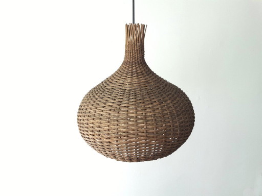 Magnifique suspension en rotin, suspension style Mid-Century Modern, lampe de table vintage