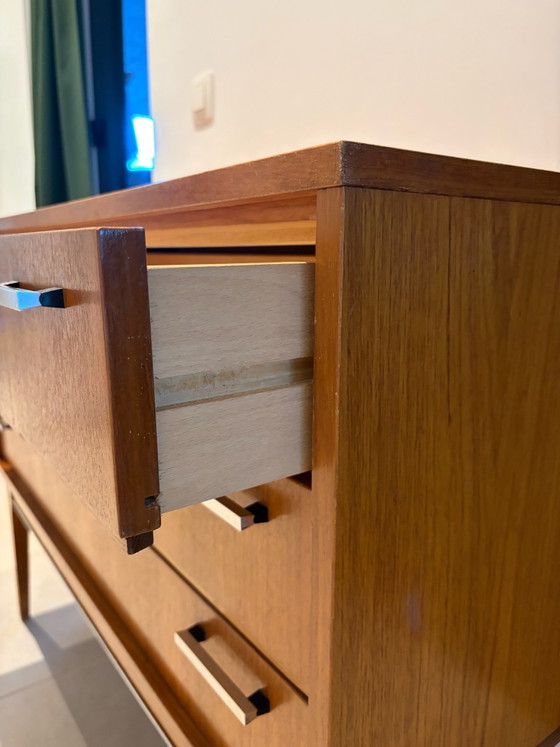 Vintage Mid-Century Chest of Drawers with 3 Drawers | 1960s Style, Wood, Brown (photo 8 of 10)