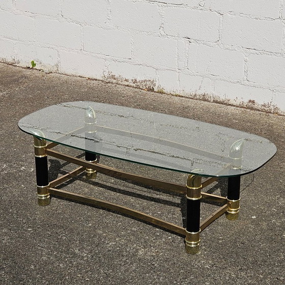 Image 1 of Italian Faux Tusk Glass Coffee Table Tommaso Barbi Style 80s