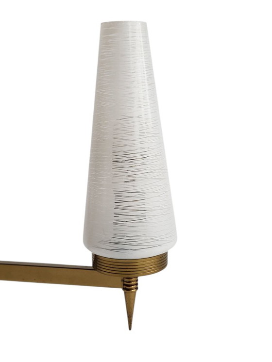 Image 1 of Lampadario in ottone e vetro 1960