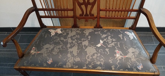 Image 1 of Vintage dining table with bench and 2 chairs
