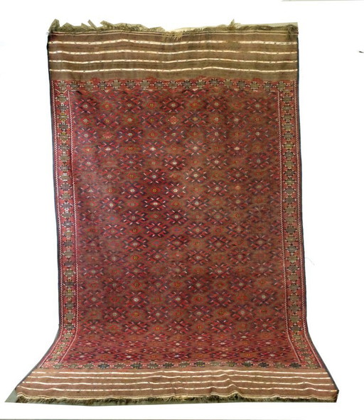 Kilim d'été des nomades Yomuth du Turkménistan 203x345 cm