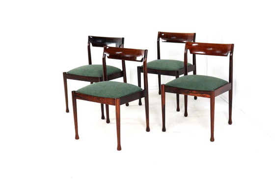 Image 1 of Ensemble de 4 chaises de salle à manger en bois de rose 'Havelte' vintage tapissées