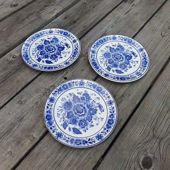Image 1 of Echte Delfts Blauwe wandborden 3 stuks uit 1950