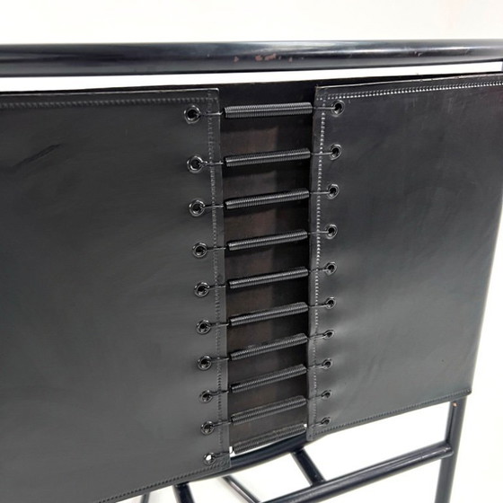 Image 1 of Set van 4 Model 91 stoelen in zwart leer, ontworpen door Mario Botta voor Alias, jaren 90.