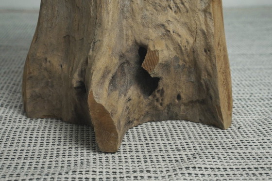 Teakhouten wortelkruk, organisch houten bijzettafeltje, rustieke sculpturale boomstronkkruk, vintage – Wood (photo 10 of 17)