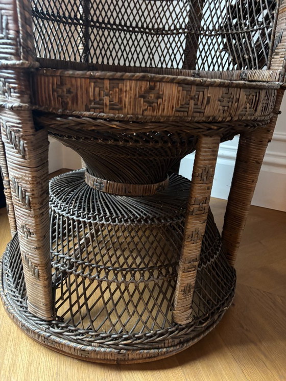 Image 1 of Vintage Rotan Pauwenstoel - jaren '70