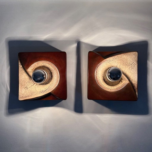 Pair of ceramic wall lamps sconce by PAN ceramic , 1970s