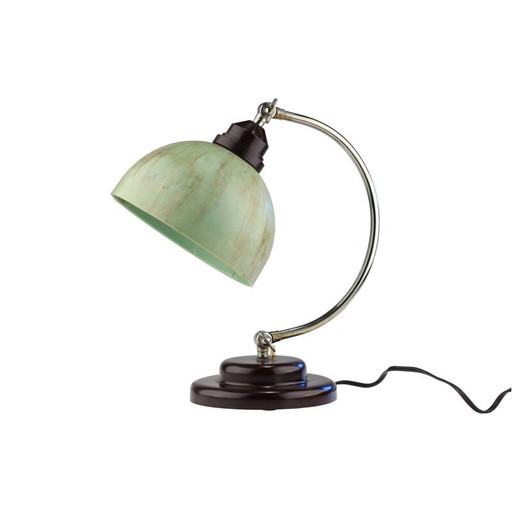 Lámpara de escritorio vintage de baquelita verde, 1930