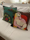 Cuscino Gobelin, testa di donna, autentica stampa Picasso tessuta