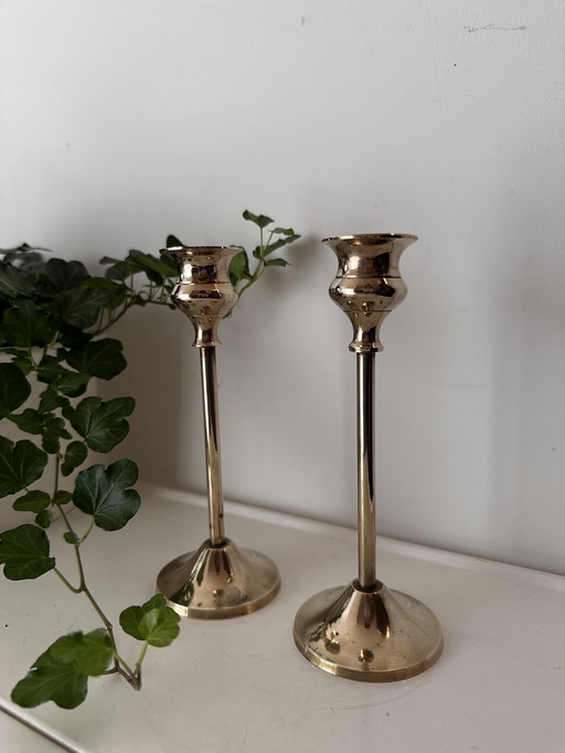 Set Of 2 Brass Candlesticks