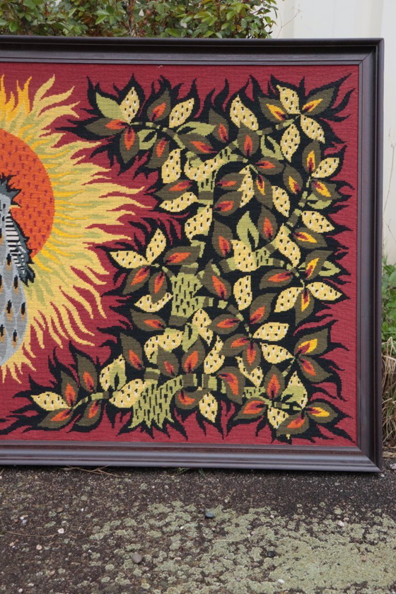 Image 1 of Large Vintage Art Deco Canvas Tapestry in the style of Jean Lurçat, 1950