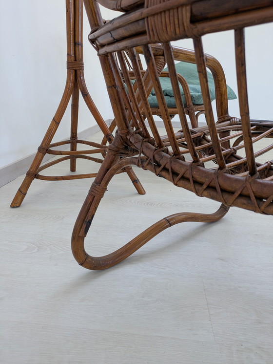 Image 1 of Salon en bambou - Fauteuils, table basse et porte-manteau - Vintage