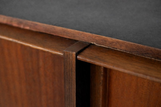 Image 1 of Vintage Deens teakhouten dressoir uit het midden van de 20e eeuw met handgeschilderd patroon, jaren 1950