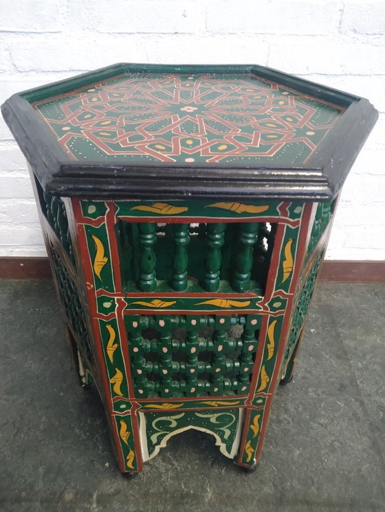 Image 1 of Moroccan side table hand-painted