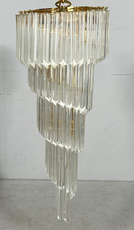 Image 1 of  Gran araña/lámpara de techo de Paolo Venini, cascada, cristal de Murano, Italia, años 70