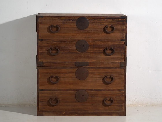 Antique Japanese Tansu Chest of Drawers - Meiji / Taishō Period (c. ) #81 – Iron (photo 30 of 40)
